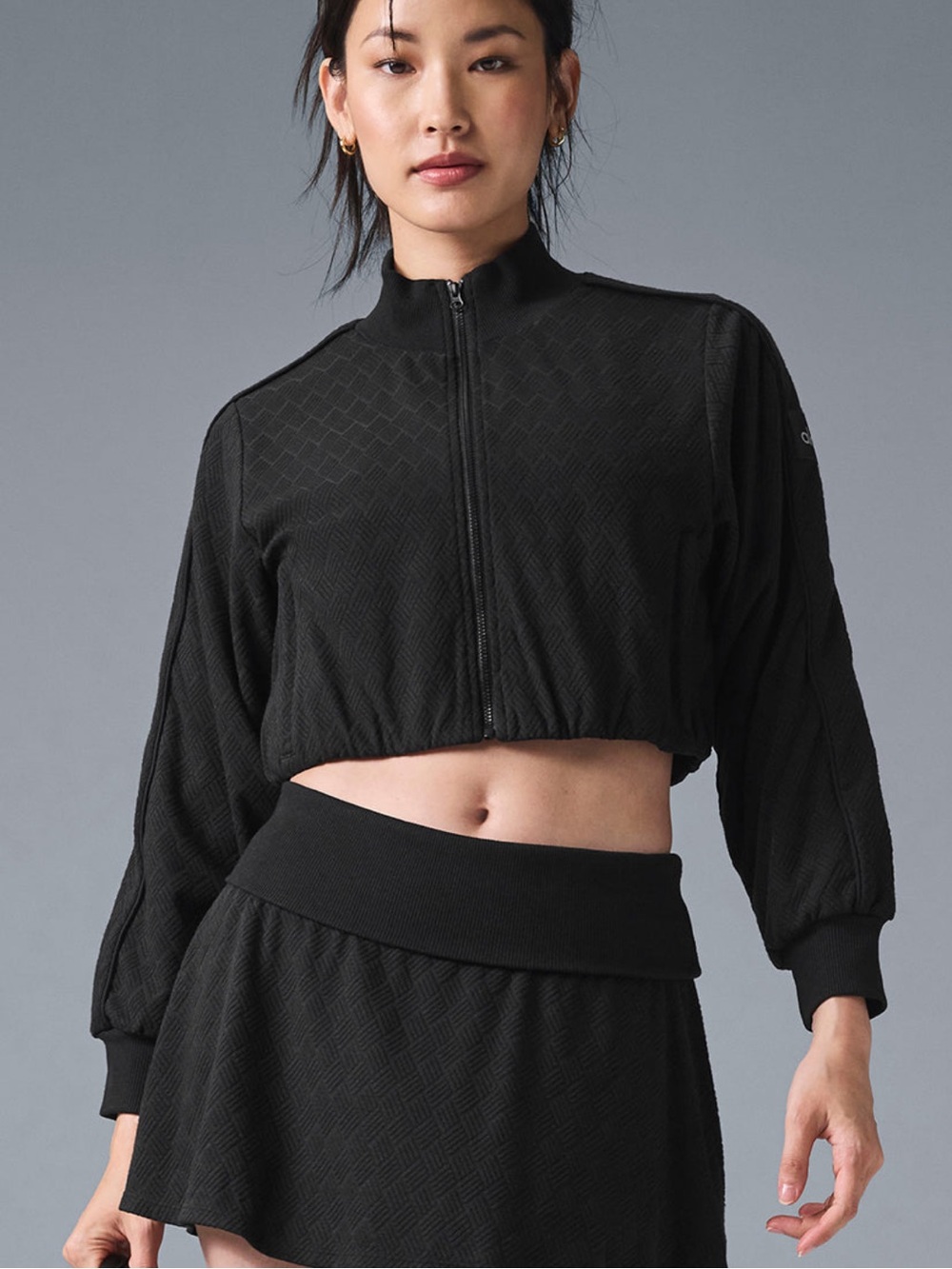 Cropped Doubles Only Full Zip Jacket - Black in Size Small